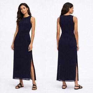 COS Navy Sleeveless Maxi Dress Side Slit Minimalist EU 38 US 6